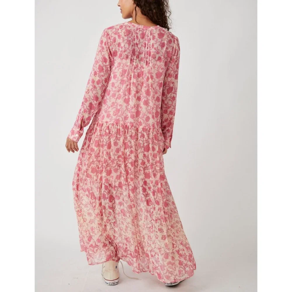 🎉LAST CHANCE🎉 FREE PEOPLE See It Through Dress / Pink Rose Combo - Picture 6 of 9